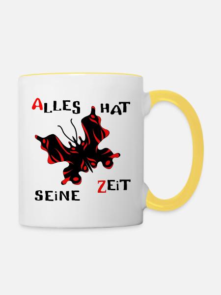 Schmetterling - Tasse zweifarbig - Weiß/Gelb