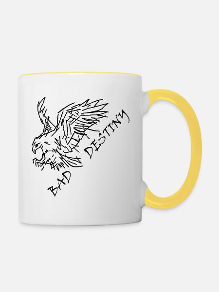 Bad Destiny in schwarz - Tasse zweifarbig - Weiß/Gelb