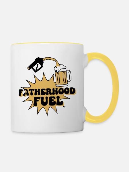 Durstiger Fatherhood Fuel Papa - Tasse zweifarbig - Weiß/Gelb