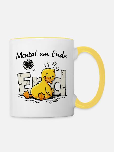 Chaos-Quietscheente  - Tasse zweifarbig - Weiß/Gelb