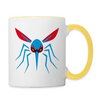Moskito, Mücke, Insekt, Böse - Tasse zweifarbig - Weiß/Gelb - Rechts