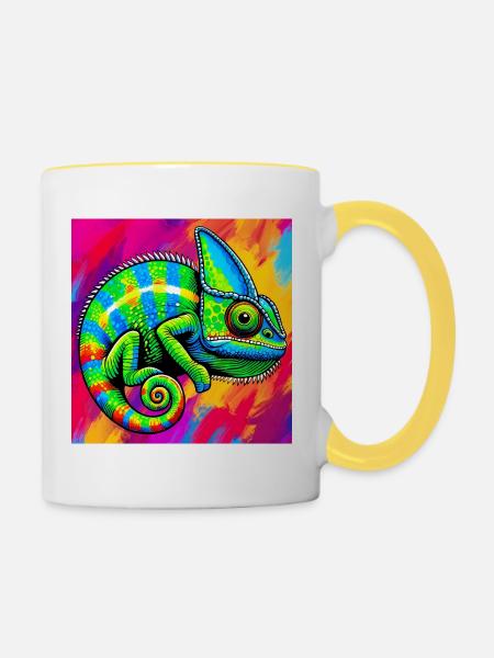 Chamäleon - Tasse zweifarbig - Weiß/Gelb