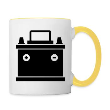 Autobatterie - Tasse zweifarbig - Weiß/Gelb - Rechts