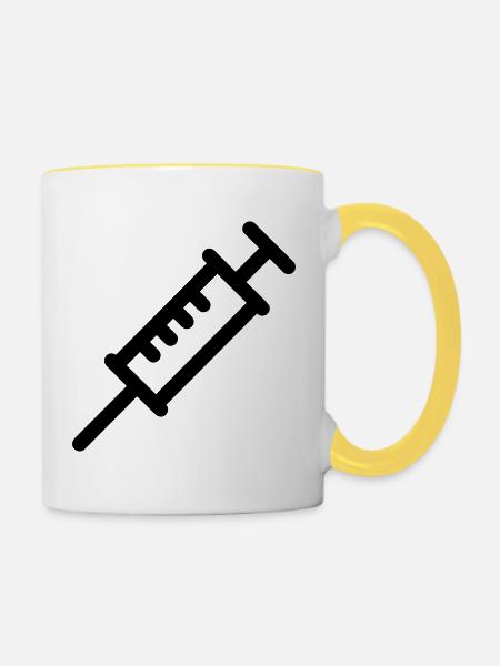 Spritze - Tasse zweifarbig - Weiß/Gelb