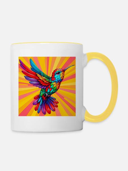 Kolibri - Tasse zweifarbig - Weiß/Gelb