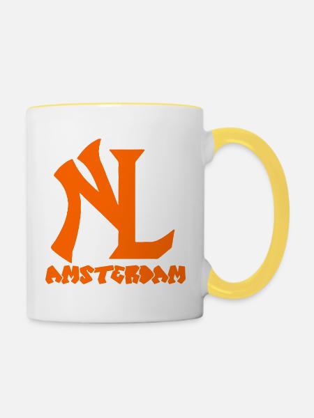 NL (AMSTERDAM) - Tasse zweifarbig - Weiß/Gelb