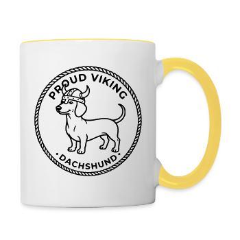 dackel wikinger stolz - Tasse zweifarbig - Weiß/Gelb - Rechts