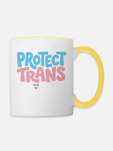 Beschütze Trans Kids Tee - Tasse zweifarbig - Weiß/Gelb