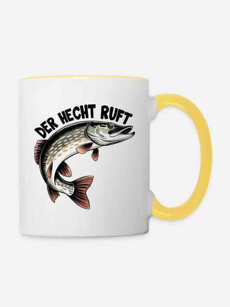 Der Hecht ruft! - Tasse zweifarbig - Weiß/Gelb