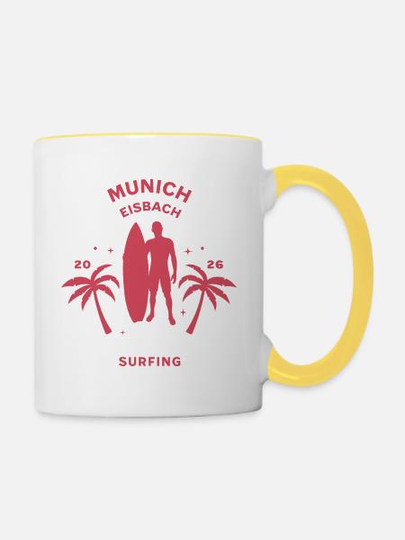 Munich Surfing - Tasse zweifarbig - Weiß/Gelb