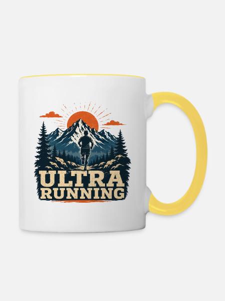 Ultra-Laufen - Tasse zweifarbig - Weiß/Gelb