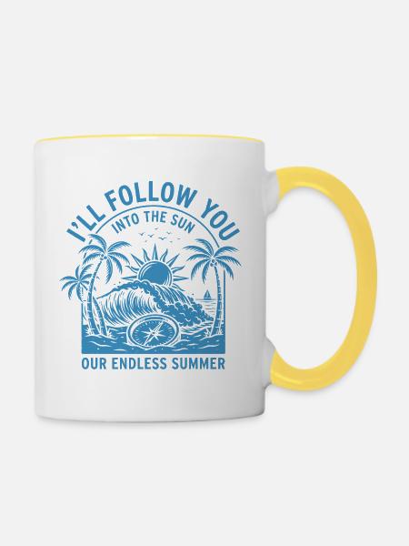 Endlose Sommersonnenlandschaft - Tasse zweifarbig - Weiß/Gelb