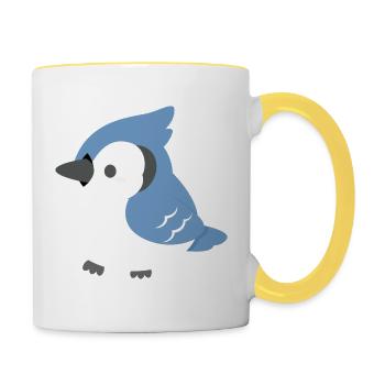 Blue Jay Chick Cartoon - Tasse zweifarbig - Weiß/Gelb - Rechts