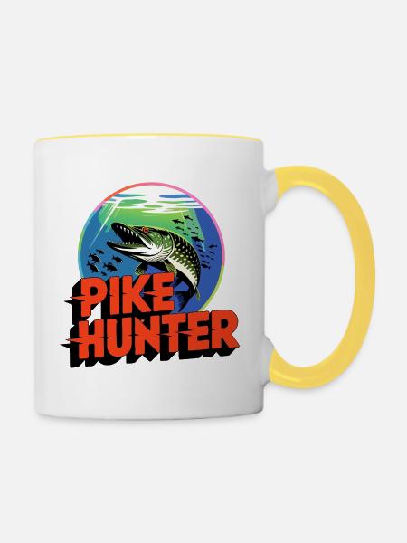 Hecht Fang Design - Tasse zweifarbig - Weiß/Gelb