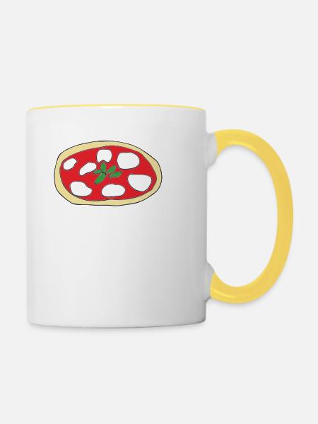 Pizza Basilikum  - Tasse zweifarbig - Weiß/Gelb