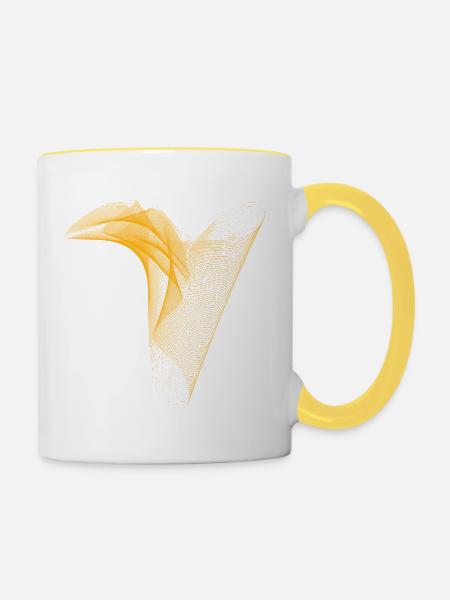 Abstrakte Orange Sinewave - Tasse zweifarbig - Weiß/Gelb