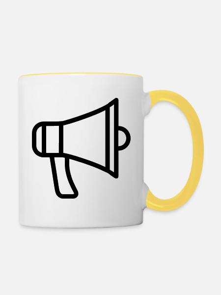 Megaphon - Tasse zweifarbig - Weiß/Gelb