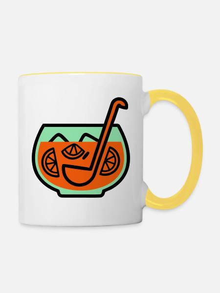 Bowle Punsch Sommergetränk Gartenparty JGA - Tasse zweifarbig - Weiß/Gelb