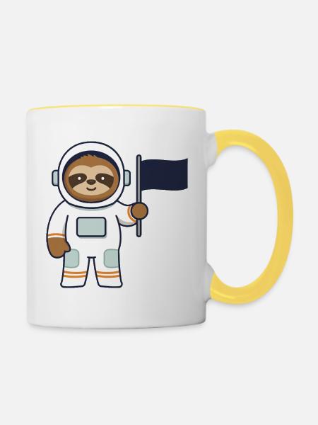 Weltraum Sloth Abenteuer - Tasse zweifarbig - Weiß/Gelb