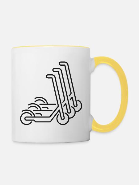 E-Scooter-Flottenlinien-Ikone - Tasse zweifarbig - Weiß/Gelb