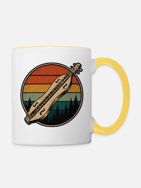Hackbrett Dulcimer-Musiker Zupfinstrument - Tasse zweifarbig - Weiß/Gelb