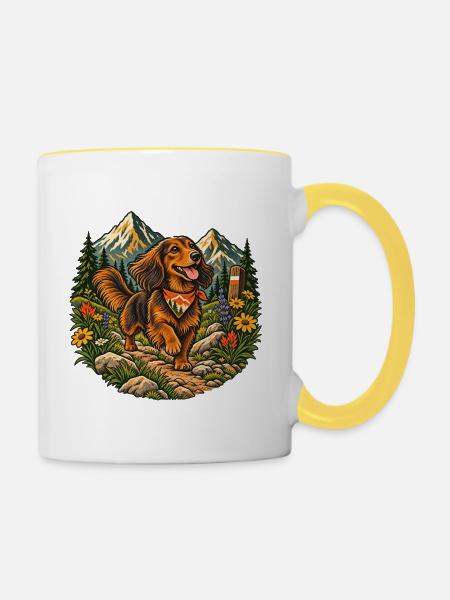 Wanderdackel - Tasse zweifarbig - Weiß/Gelb