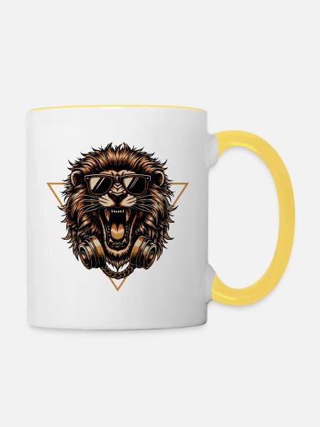 DJ LION - Tasse zweifarbig - Weiß/Gelb