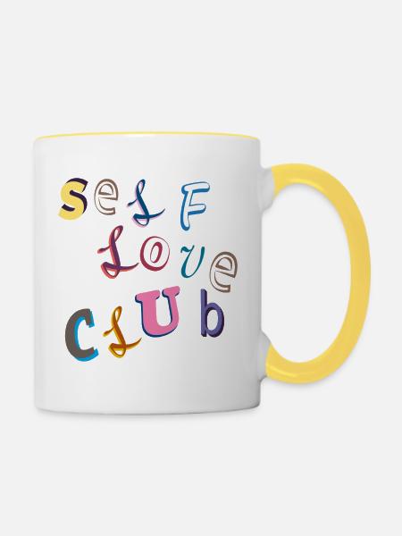Selbstliebe Club - Tasse zweifarbig - Weiß/Gelb