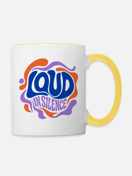 Loud in Silence Retro Psychedelia - Tasse zweifarbig - Weiß/Gelb