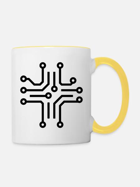 Elektronische Leiterplatten - Tasse zweifarbig - Weiß/Gelb