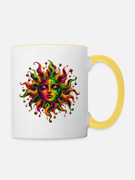Solare Träumerei - Tasse zweifarbig - Weiß/Gelb