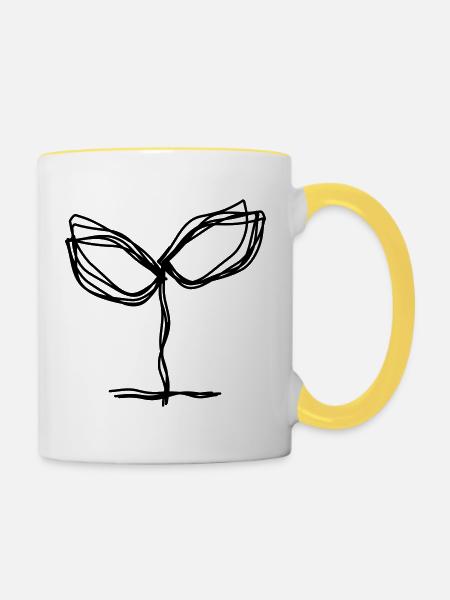 Spross handgezeichnet - Tasse zweifarbig - Weiß/Gelb