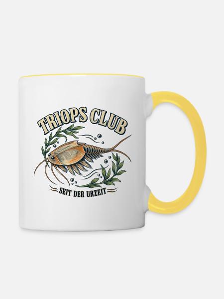 Triops Club – Seit der Urzeit - Tasse zweifarbig - Weiß/Gelb