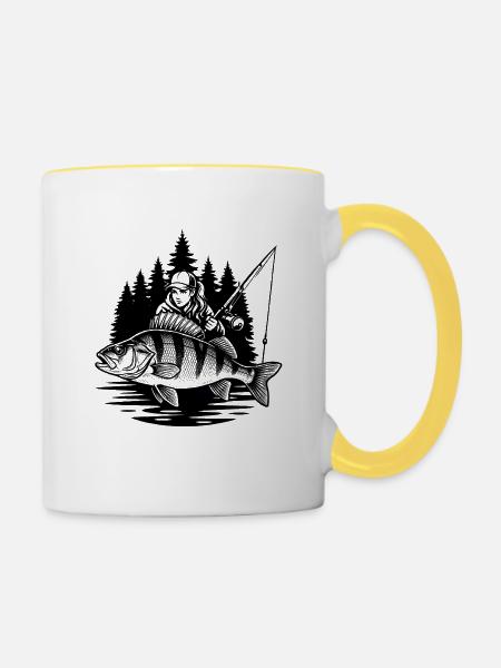 Wald- und Barschfischerin - Tasse zweifarbig - Weiß/Gelb