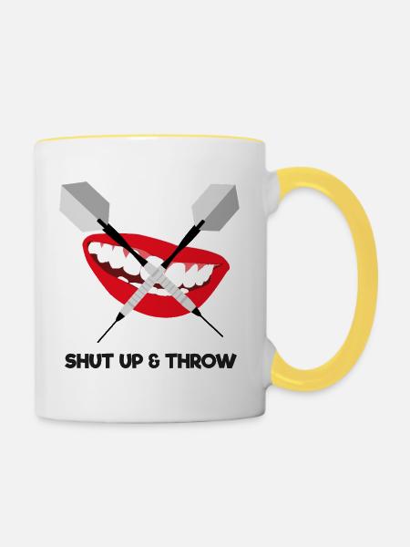 Shut up and throw (dark) - Tasse zweifarbig - Weiß/Gelb