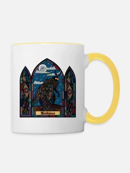 Mothman Buntglas - Tasse zweifarbig - Weiß/Gelb