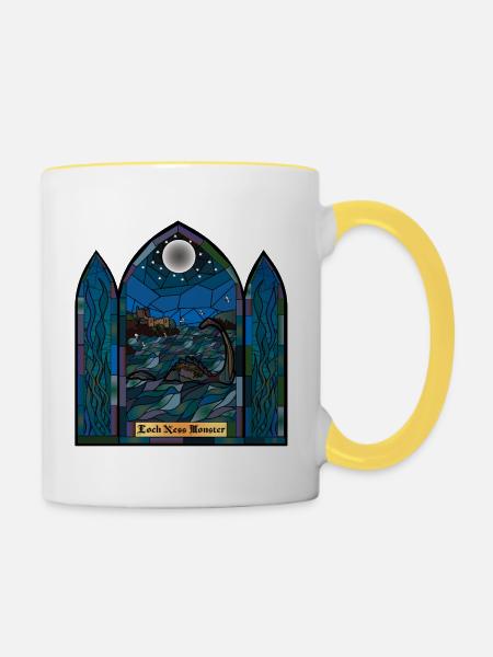 Loch Ness Monster Buntglas - Tasse zweifarbig - Weiß/Gelb