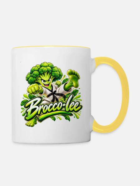 Brocco-Lee Karate Kraft - Tasse zweifarbig - Weiß/Gelb