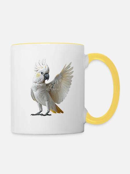 Kakadu - Tasse zweifarbig - Weiß/Gelb
