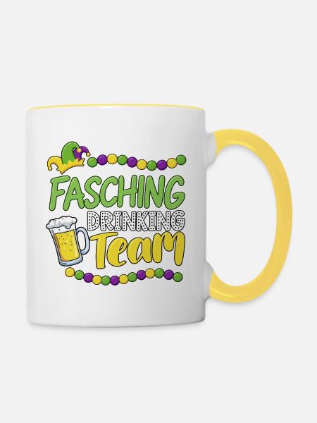 Fasching Drinking Team – Bier & Party - Tasse zweifarbig - Weiß/Gelb
