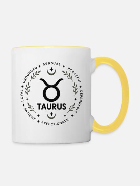 Stier-Tierkreis-Astrologie-Horoskop-Stiersymbol - Tasse zweifarbig - Weiß/Gelb