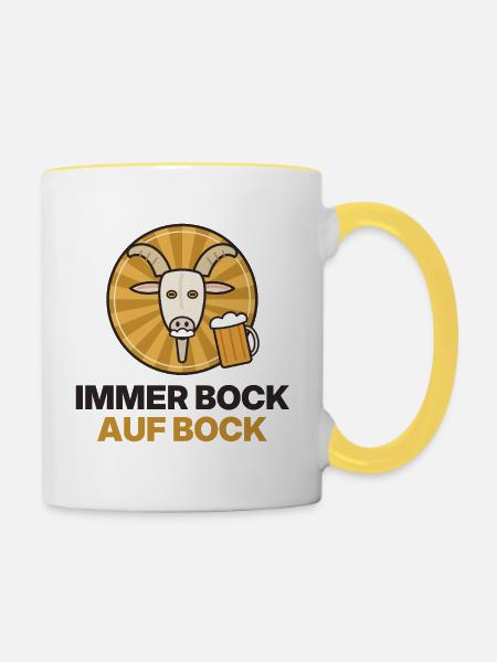 Bock Auf Bock Biergoat - Tasse zweifarbig - Weiß/Gelb