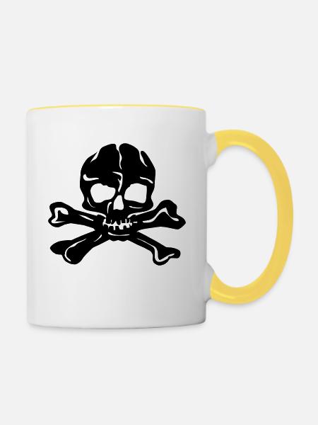 Skull - Tasse zweifarbig - Weiß/Gelb