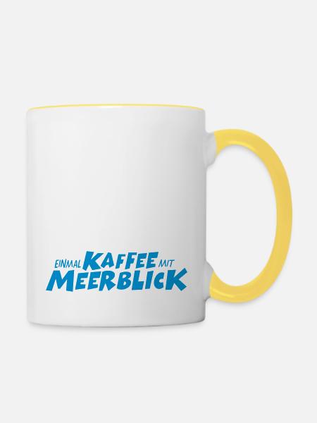 Einmal Kaffee mit Meerblick - Tasse zweifarbig - Weiß/Gelb