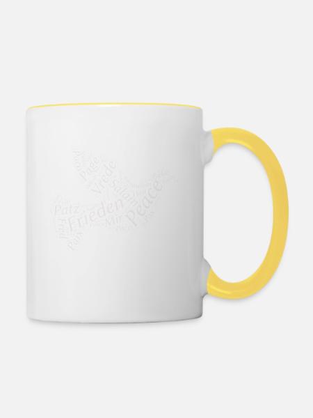 Frieden Taube Peace weiß - Tasse zweifarbig - Weiß/Gelb
