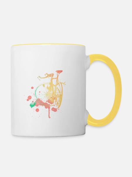 Bike - Tasse zweifarbig - Weiß/Gelb