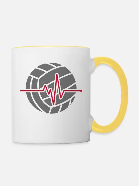 Volleyball - Tasse zweifarbig - Weiß/Gelb