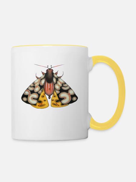 Moth schwarz und gelb - Tasse zweifarbig - Weiß/Gelb