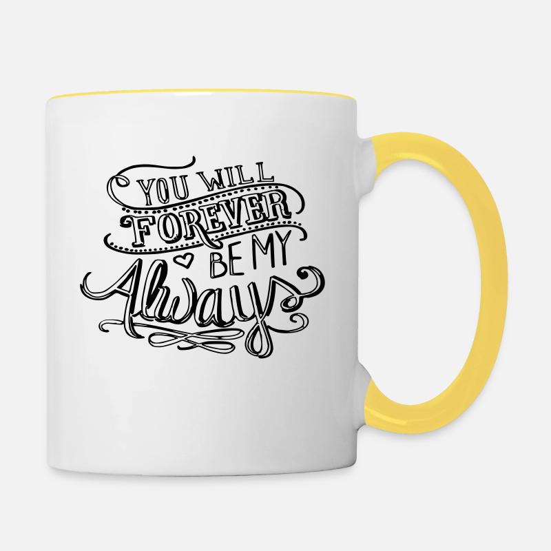 Pour toujours mon toujours - Mug contrasté - blanc/jaune