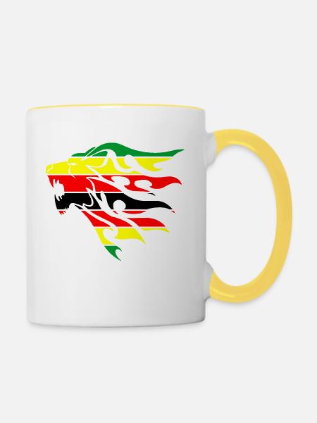Simbabwe-Flagge Löwe - Tasse zweifarbig - Weiß/Gelb